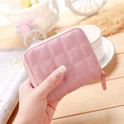 Delicate And Simple Leather Zipper Coin Ladies Mini Short Purse Cute Card Bag