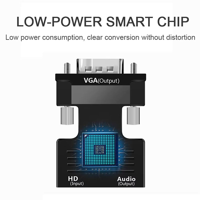 Male to Female HDMI to VGA Adapter HD 1080P Audio Cable Converter with 3.5mm Audio Cable for PC Laptop TV Box Computer Monitor Projector