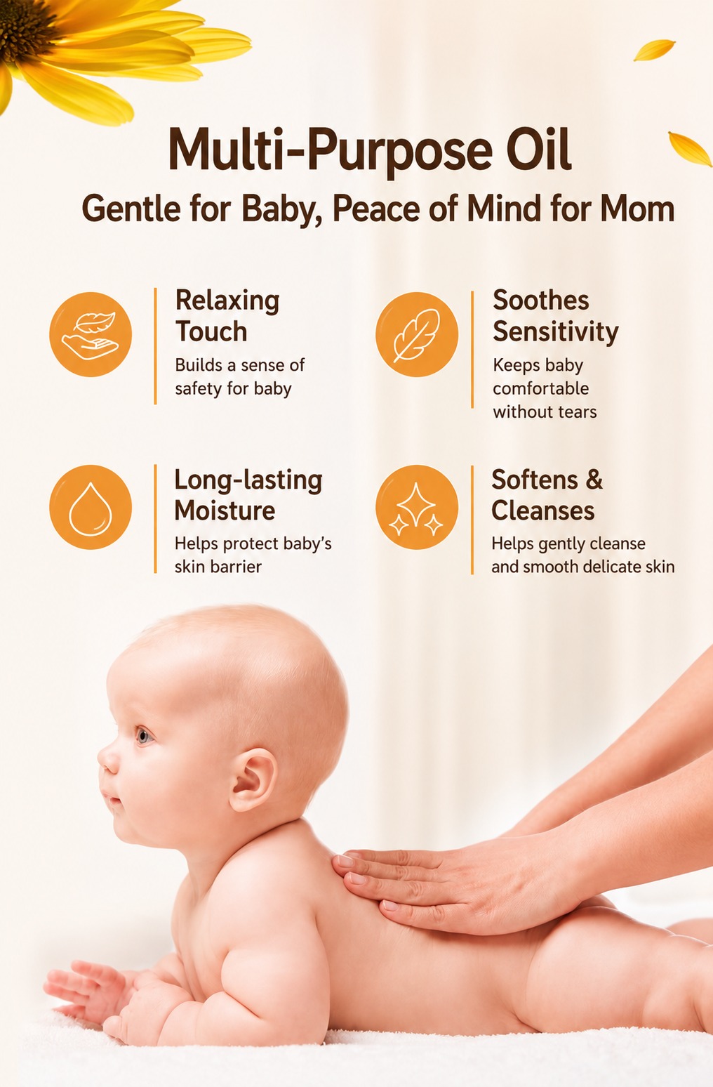 Sanosan  Care Oil
Ideal for massaging, for pampering your baby&rsquo;s skin after bathing
98 % ingredients of natural origin.